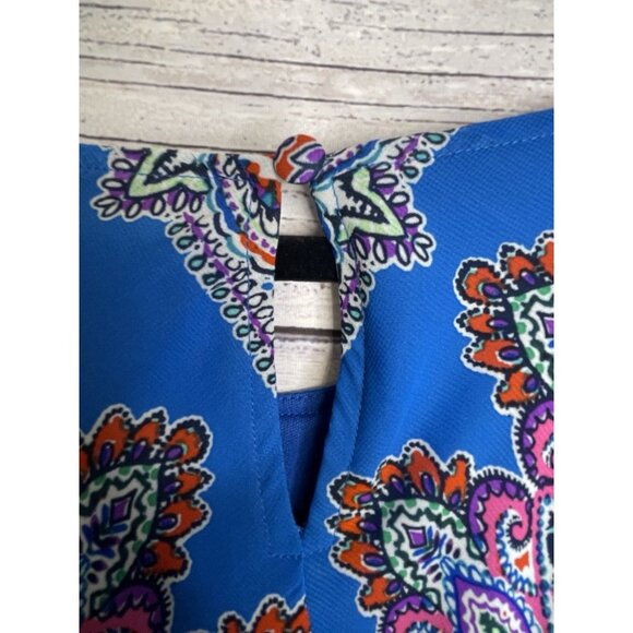 MSK Handkerchief Dress Size 16 Halter Top Paisley Green Blue BOHO Hippie Gypsy - Picture 9 of 16